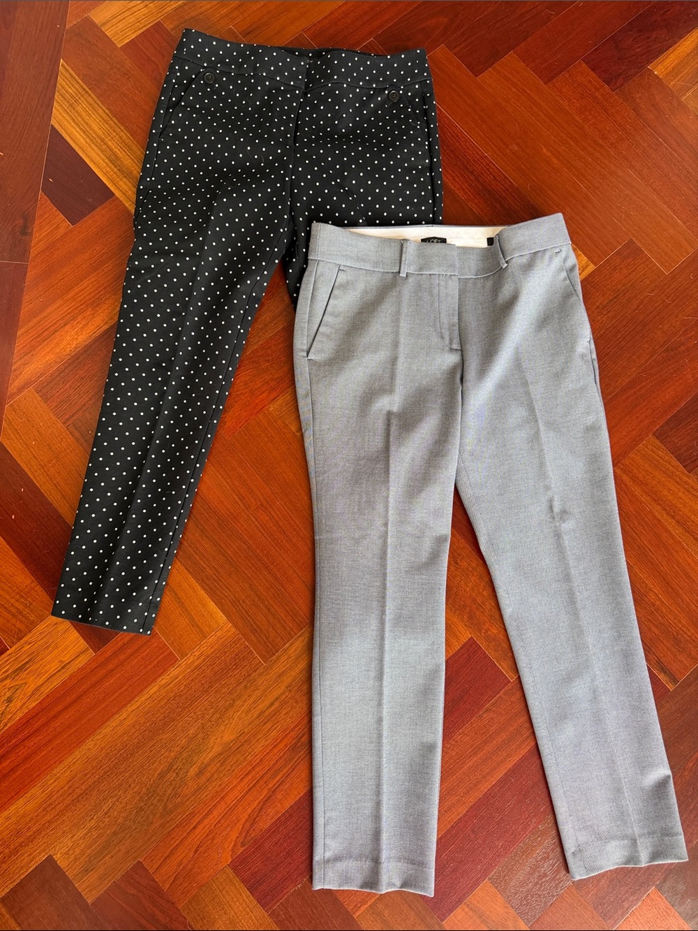 LOFT Black Polka Dot Capris & Gray Dress Pants Duo